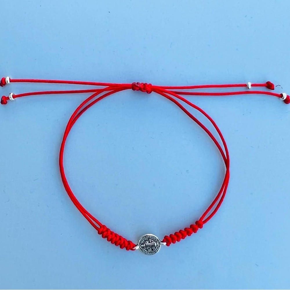 Elegant Red String Bracelet Saint Benedict Charm